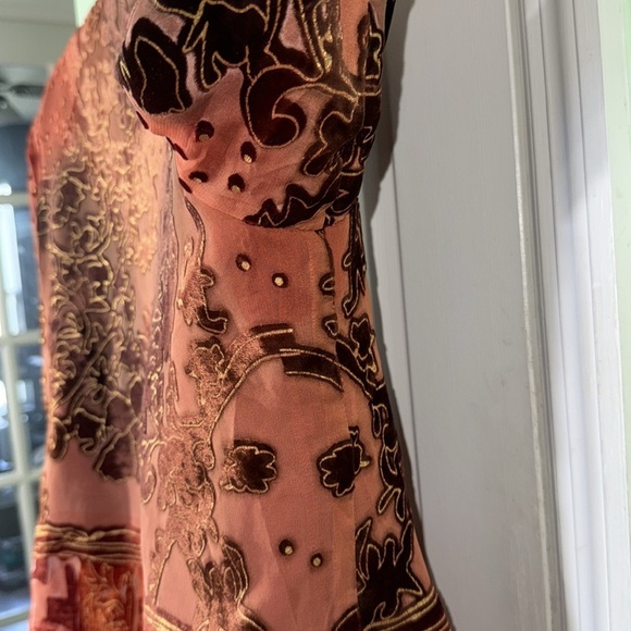 Ruby Cho Burnt Orange Vintage 70s/80s Silk Embellished Jacket Funky Fun Size XL - Picture 13 of 15